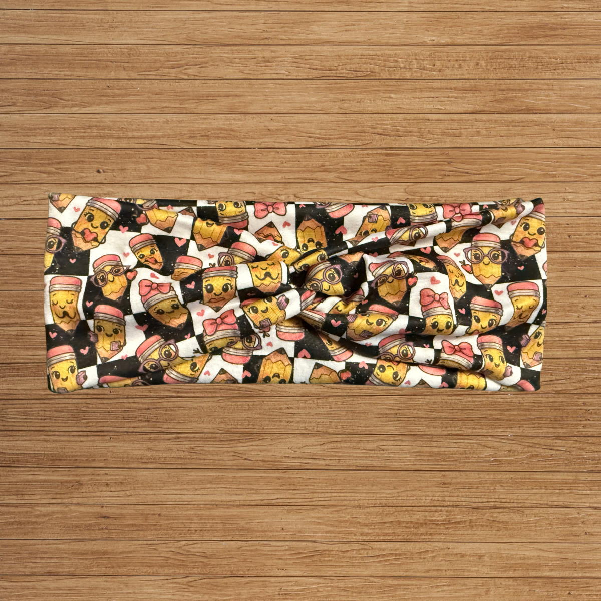 Pencil with Checkers Twisty- Headband