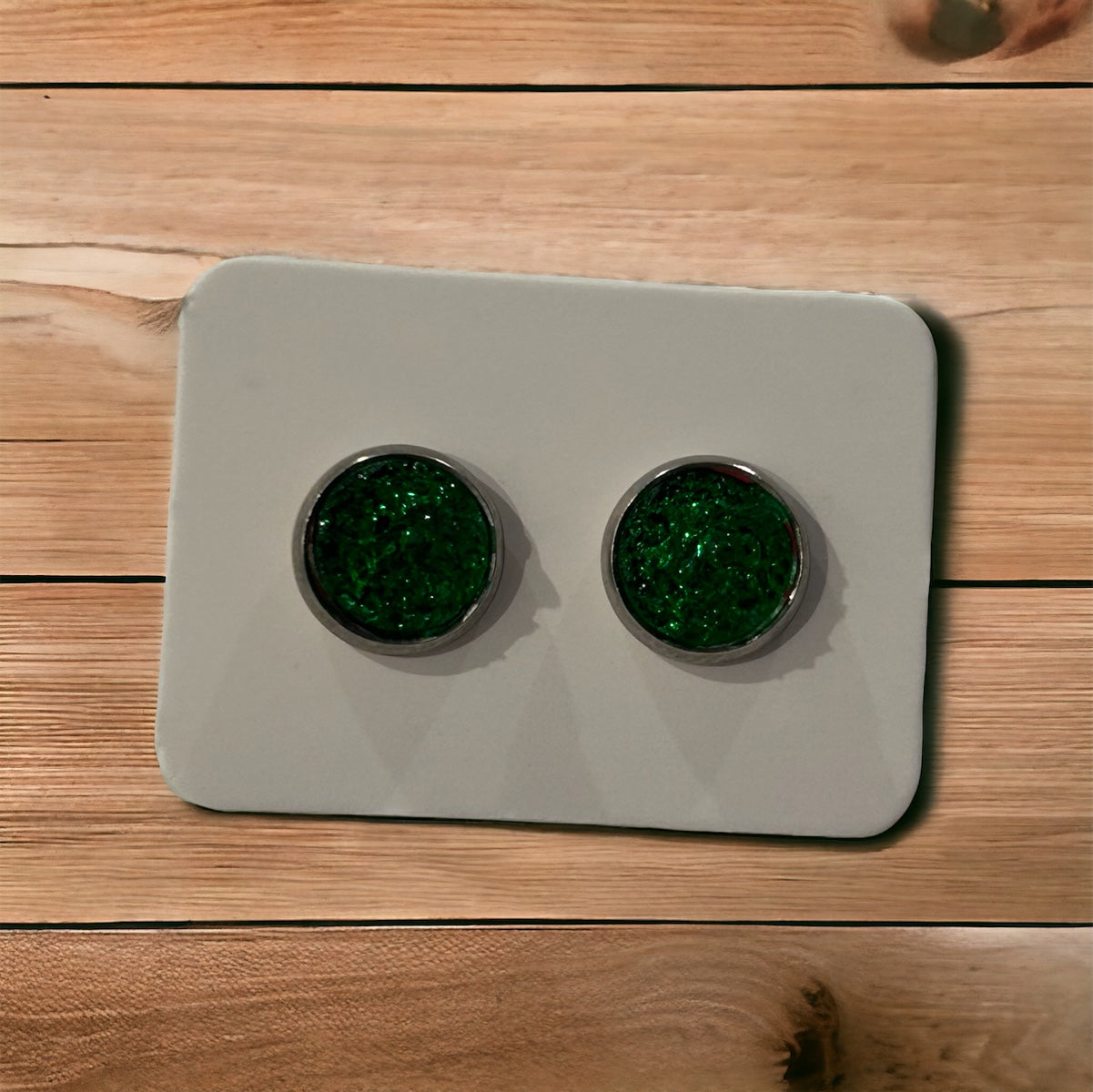 Green Stud Druzy Earrings