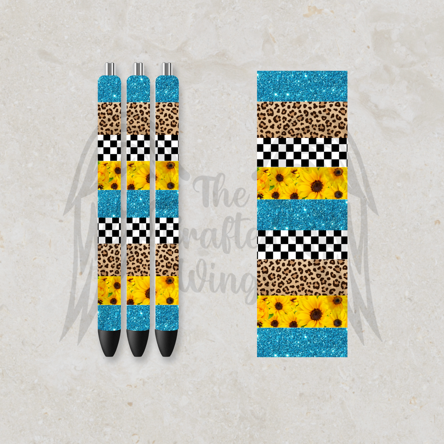 Leopard, Sunflower, Checker Pen Design