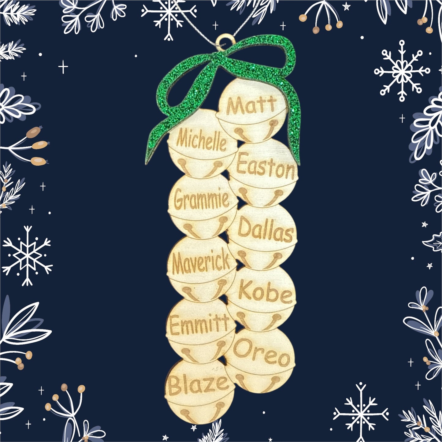 Family Bell Ornament with Personalized Names