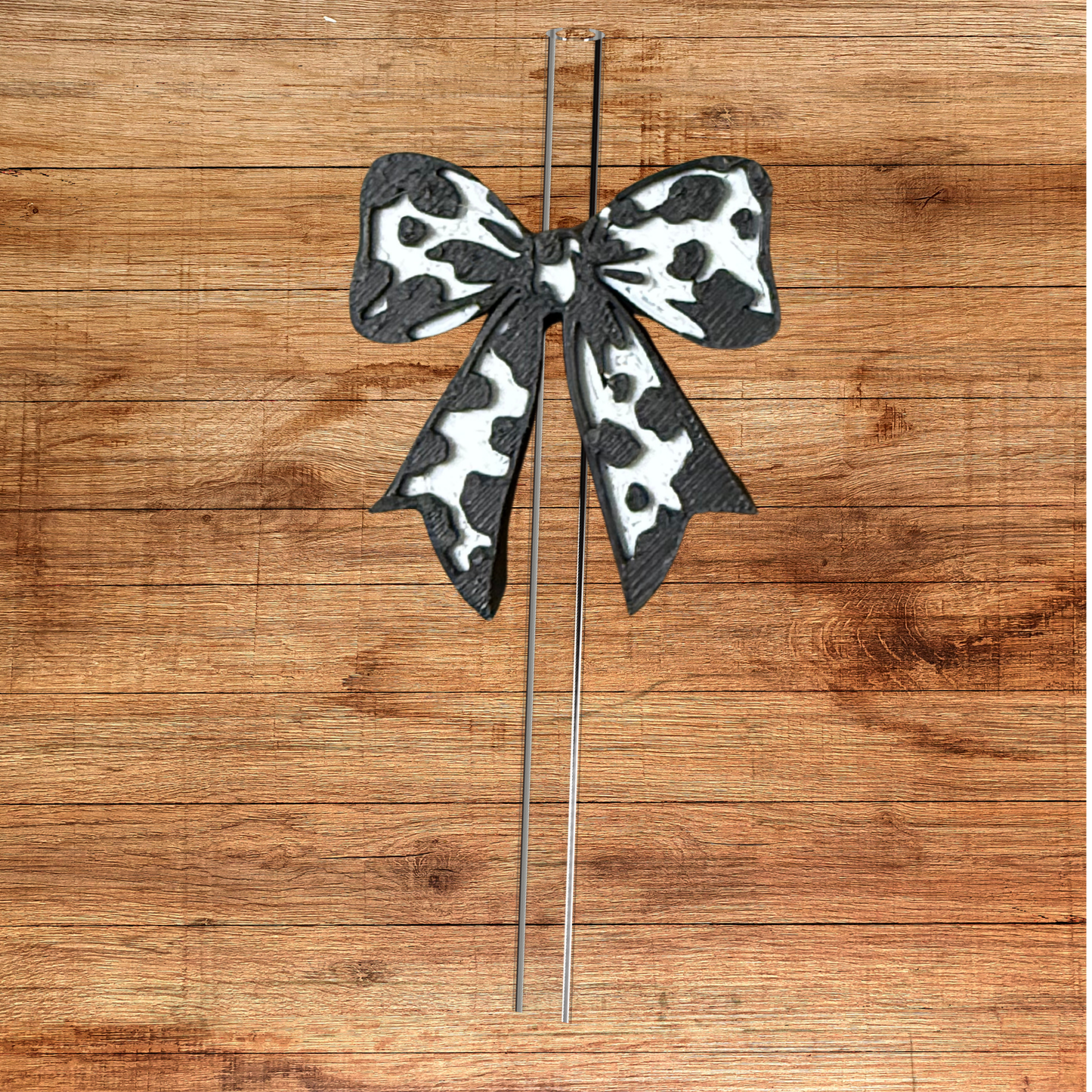 Cow Print Bow Straw Topper