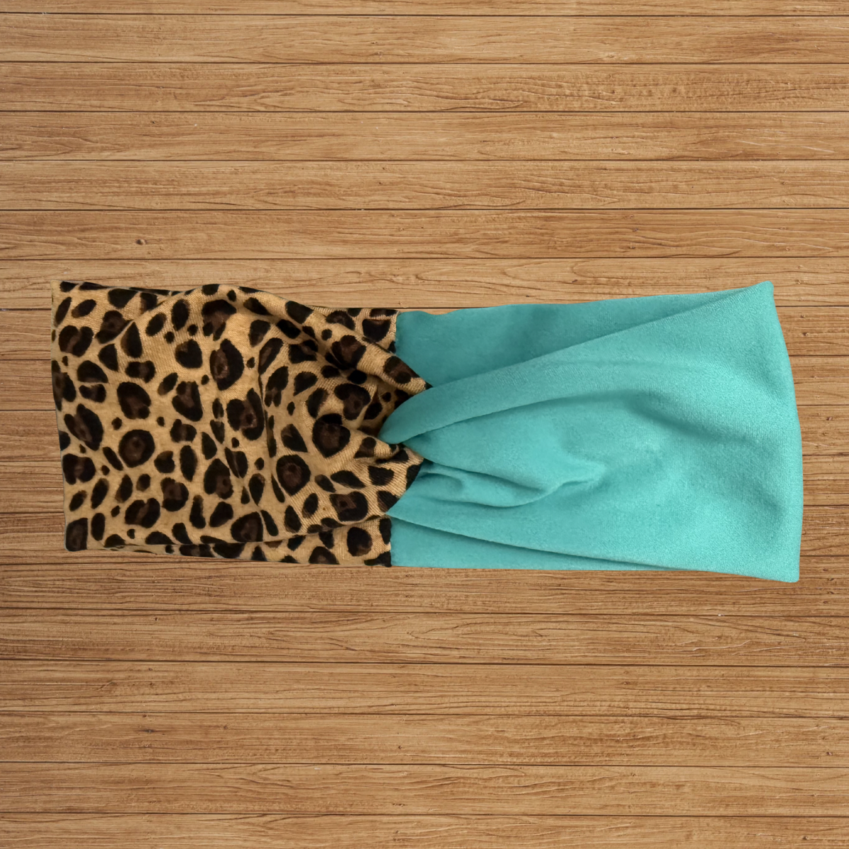 Leopard & Teal Dual Twisty- Headband