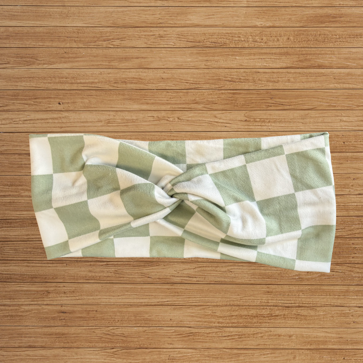 Sage Checkered Twisty- Headband