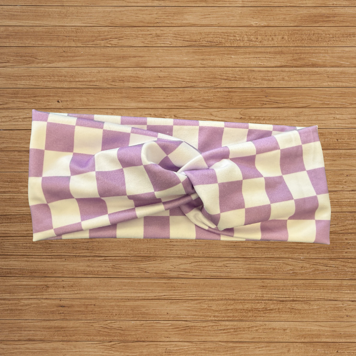 Purple Checkered Twisty- Headband