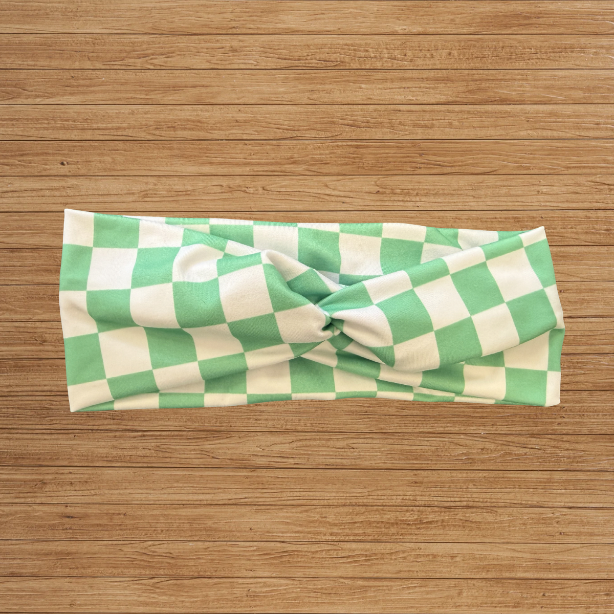 Green Checkered Twisty- Headband