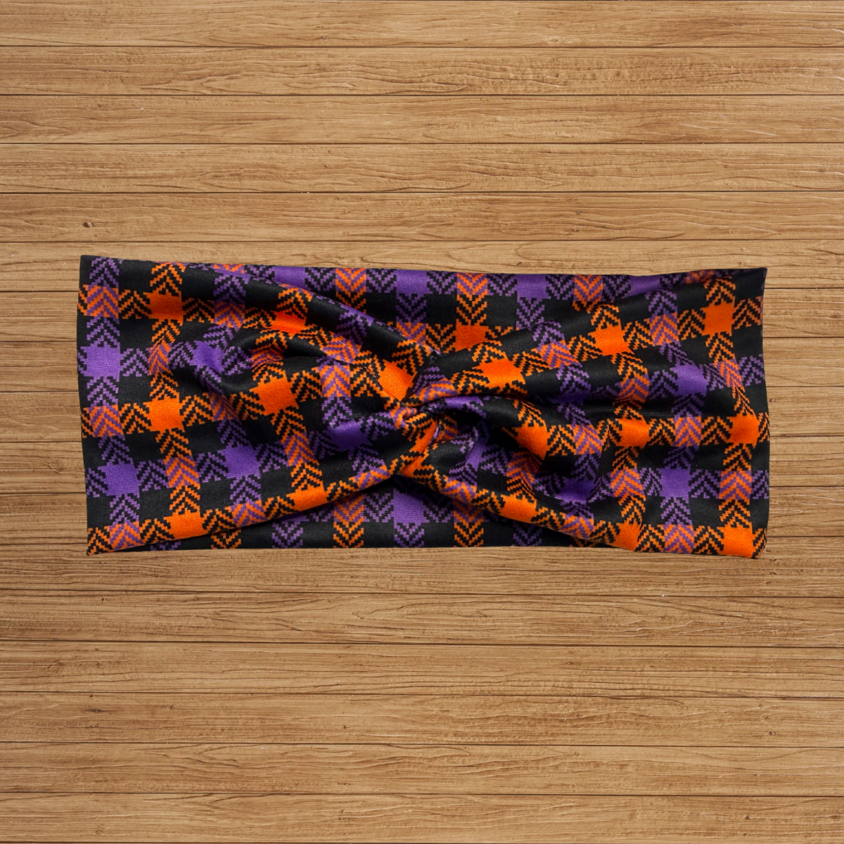 Orange & Purple Plaid Twisty- Headband