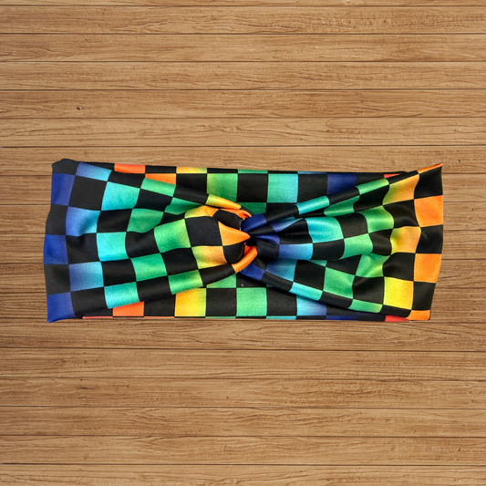 Colorful Checkers Twisty- Headband
