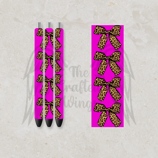Pink with Leopard Bows Pen Design