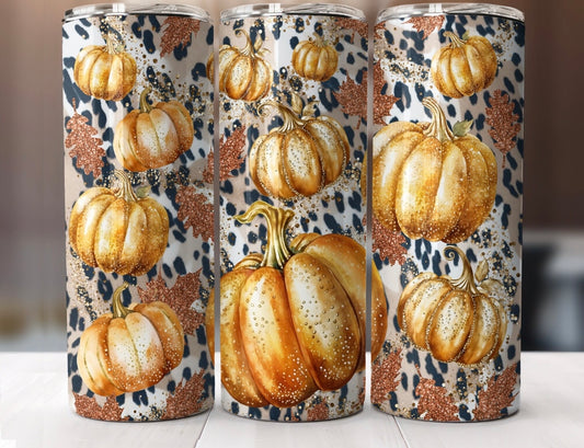 Fall Leopard Pumpkin Tumbler