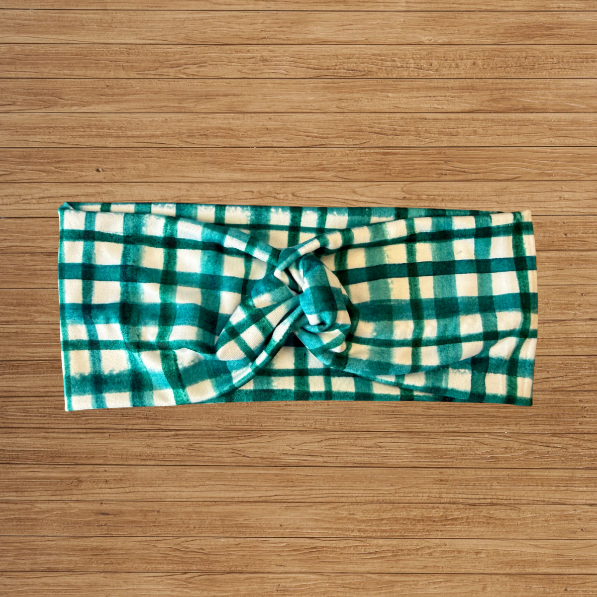 Teal Plaid Twisty- Headband