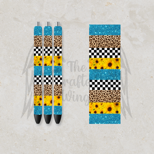 Leopard, Sunflower, Checker Pen Design
