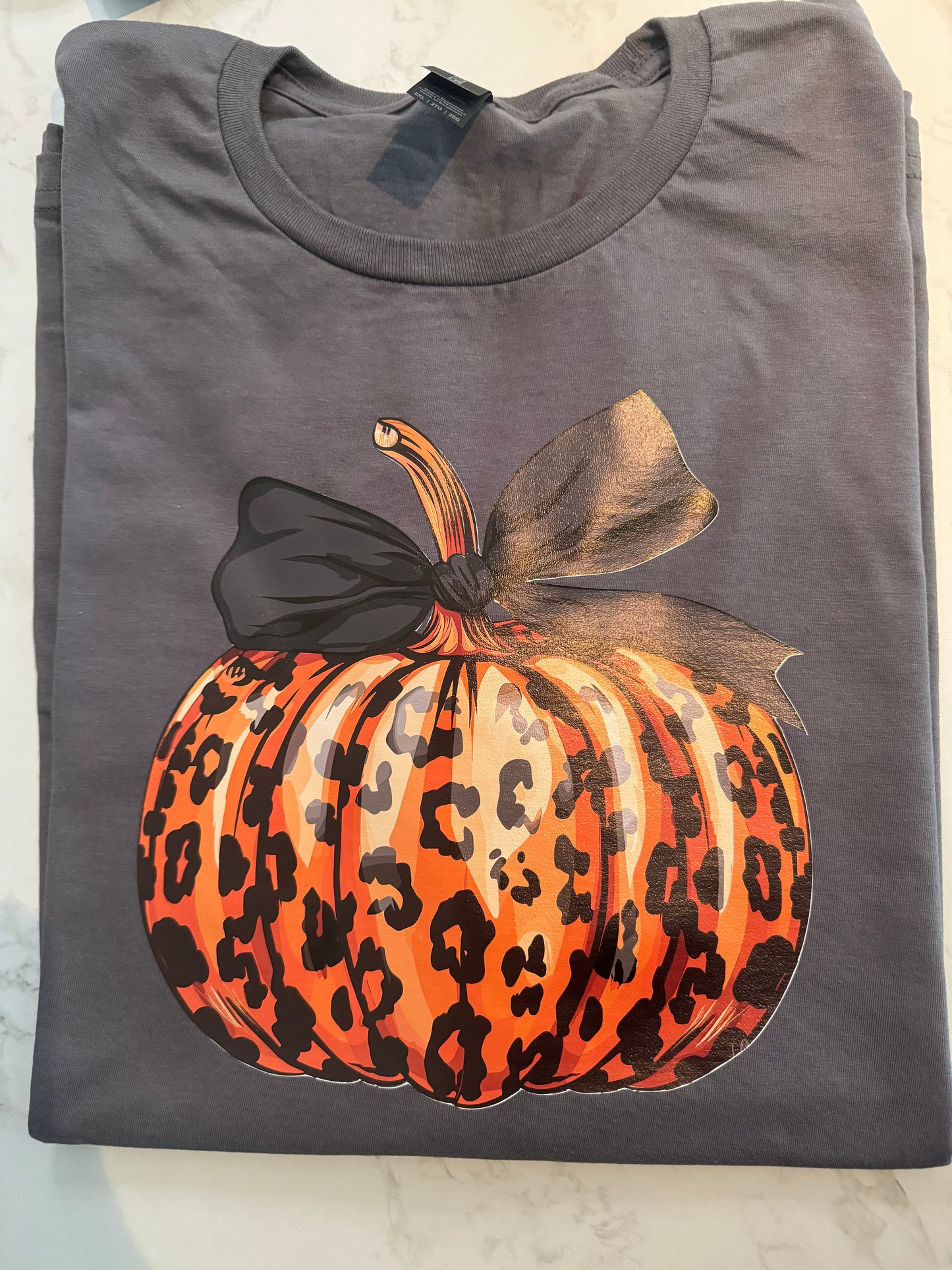 Leopard Pumpkin with Black Bow Vinyl