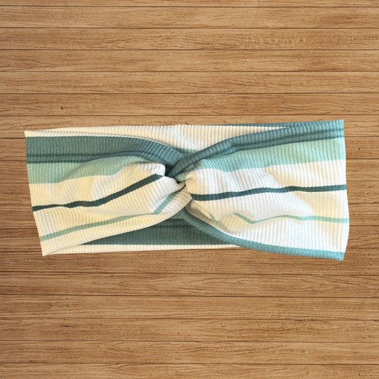 Teal Stripes Twisty- Headband