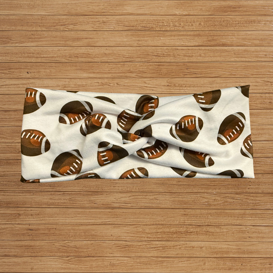Football on White Twisty- Headband
