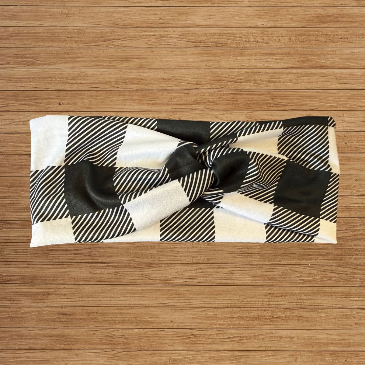 Black & White Plaid Twisty- Headband