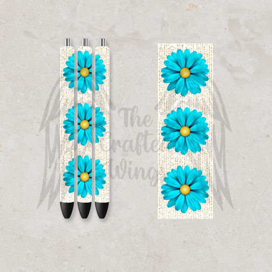 Teal Daiseys Pen Design