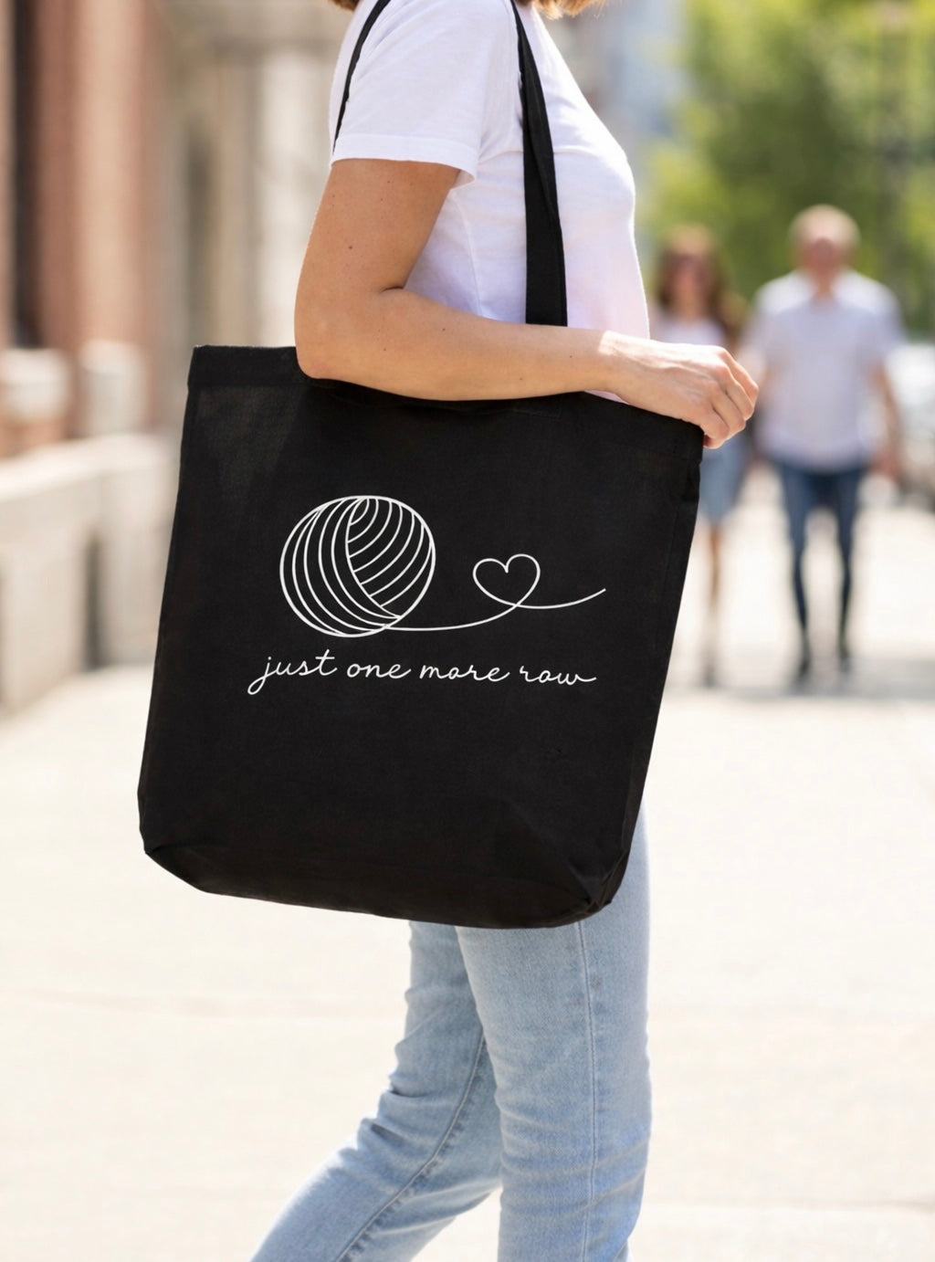 Just One More Row Heart Tote Bag