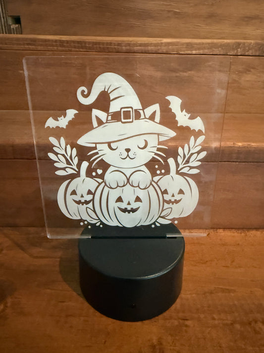 Cat With Pumpkins - USB Nite Light