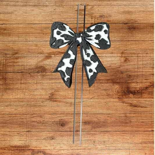Cow Print Bow Straw Topper