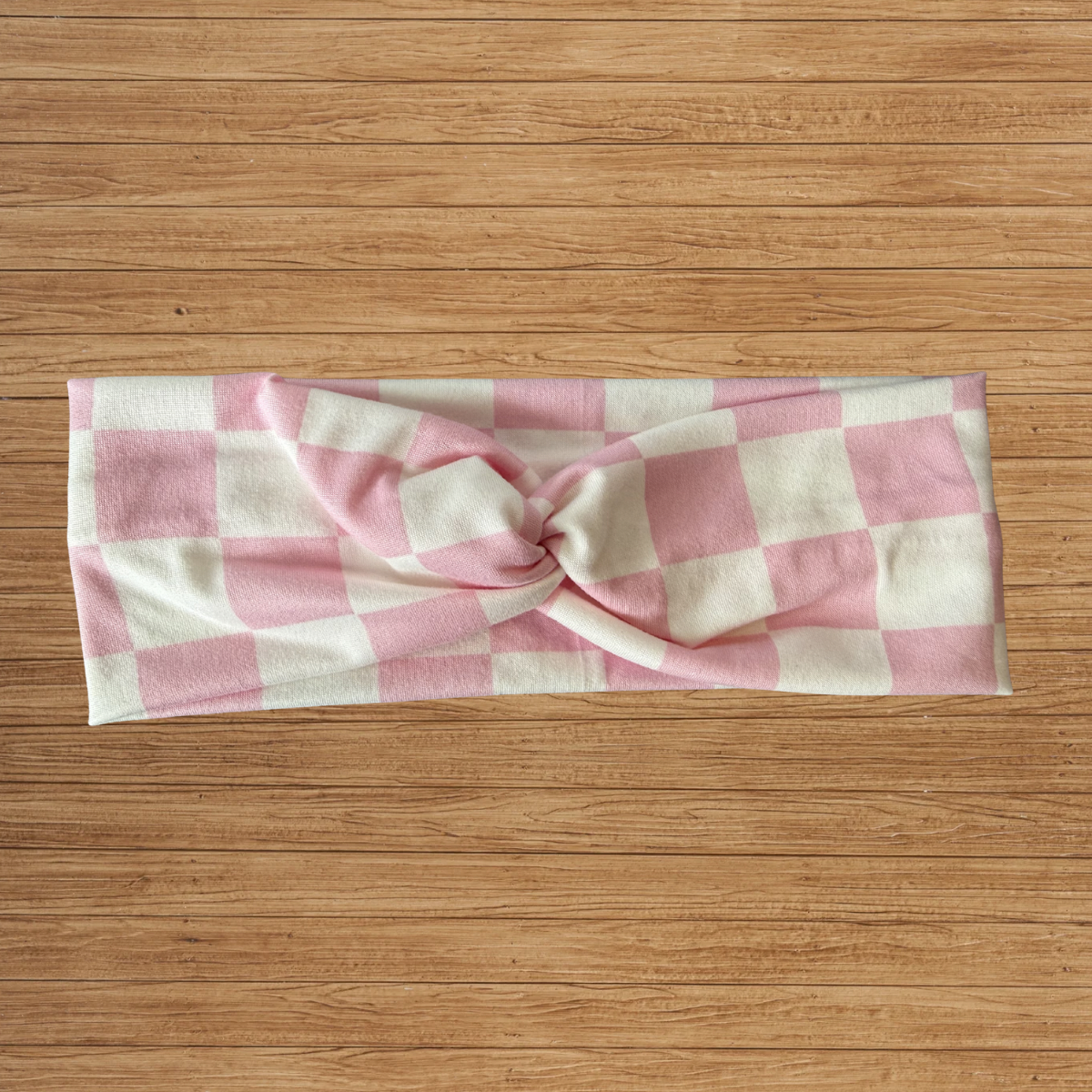 Pink Checkered Twisty- Headband