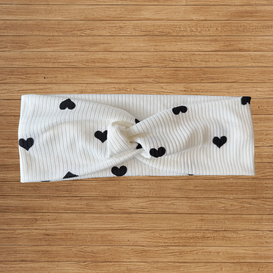 Black Hearts Twisty- Headband