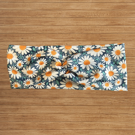 White Daisy Twisty- Headband