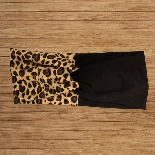 Leopard & Black Dual Twisty- Headband