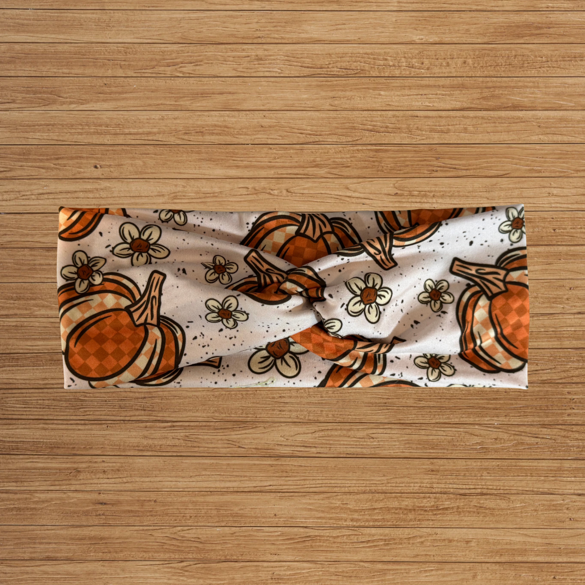 Pumpkin Checkered Twisty- Headband
