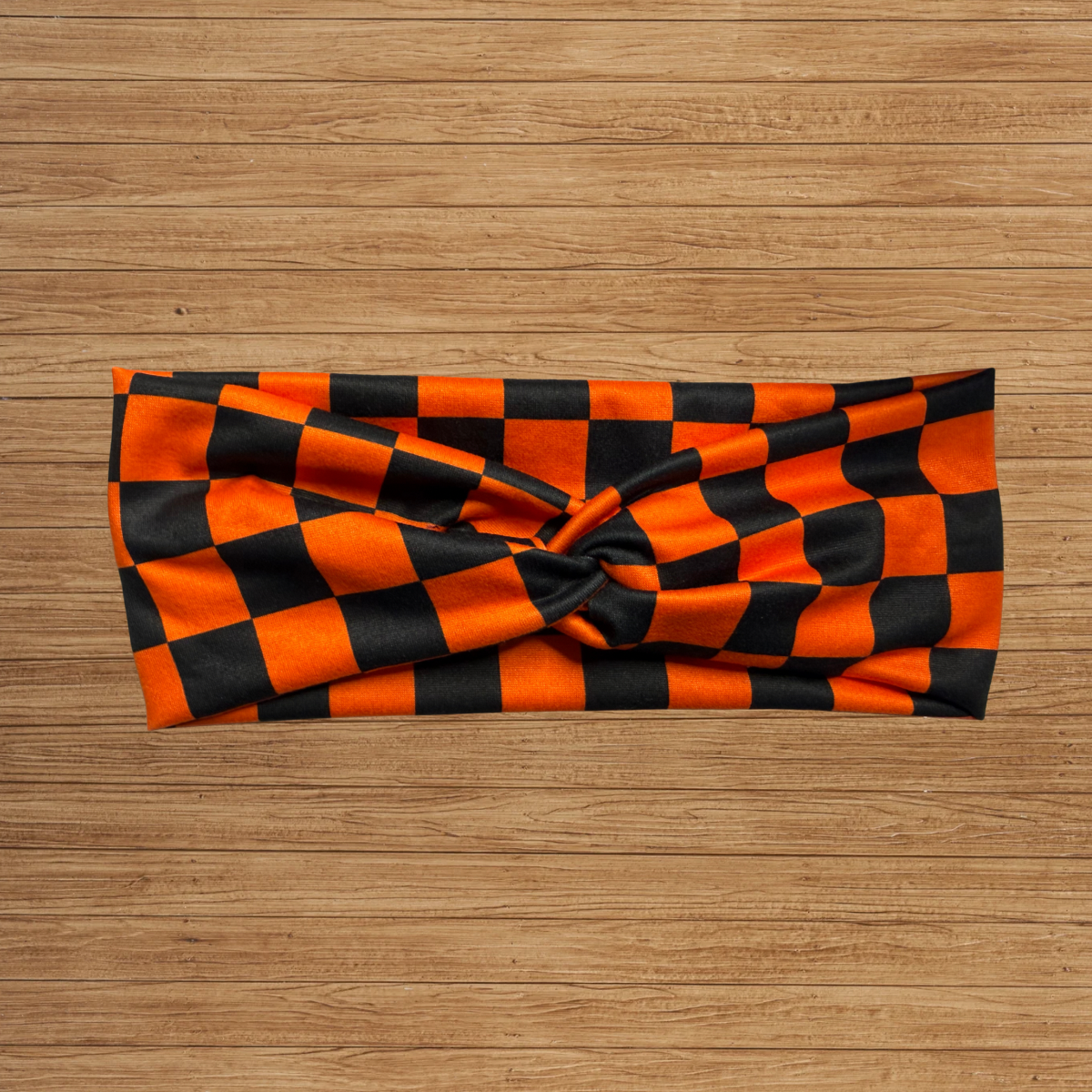 Orange & Black Checkered Twisty- Headband