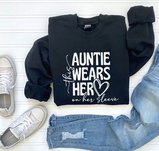 Auntie Wears Her Heart on Her Sleeve Hoodie