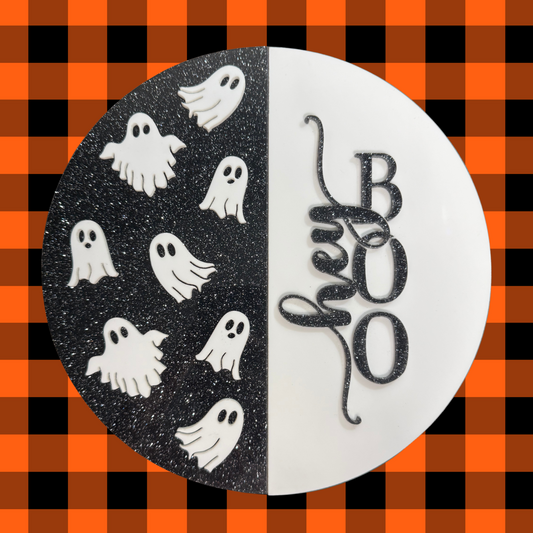 Hey Boo Door Sign- 10 Inch