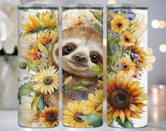 Sunflower Sloth Tumbler