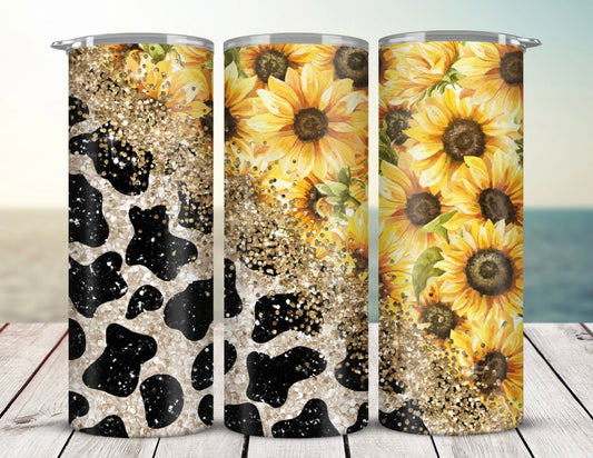 Sunflower & Cow Glitz Tumbler