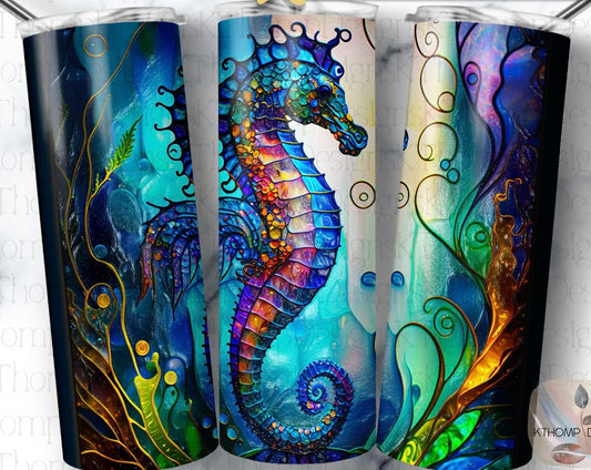 Stain Glass Seahorse Tumbler