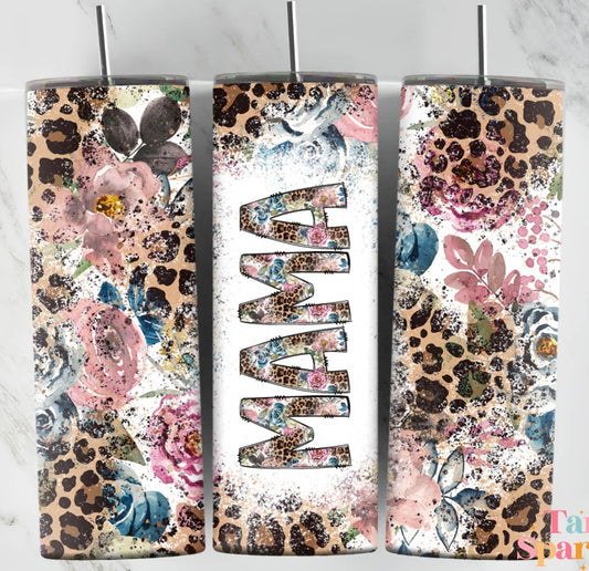 Floral and Leopard MAMA Tumbler